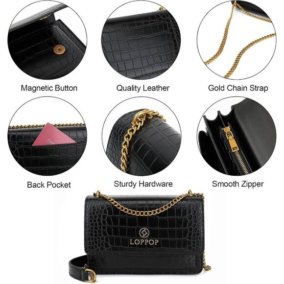 LL LOPPOP Small Classy Leather Crossbody Purse Top Handle Satchel Handbag - Picture 5 of 7